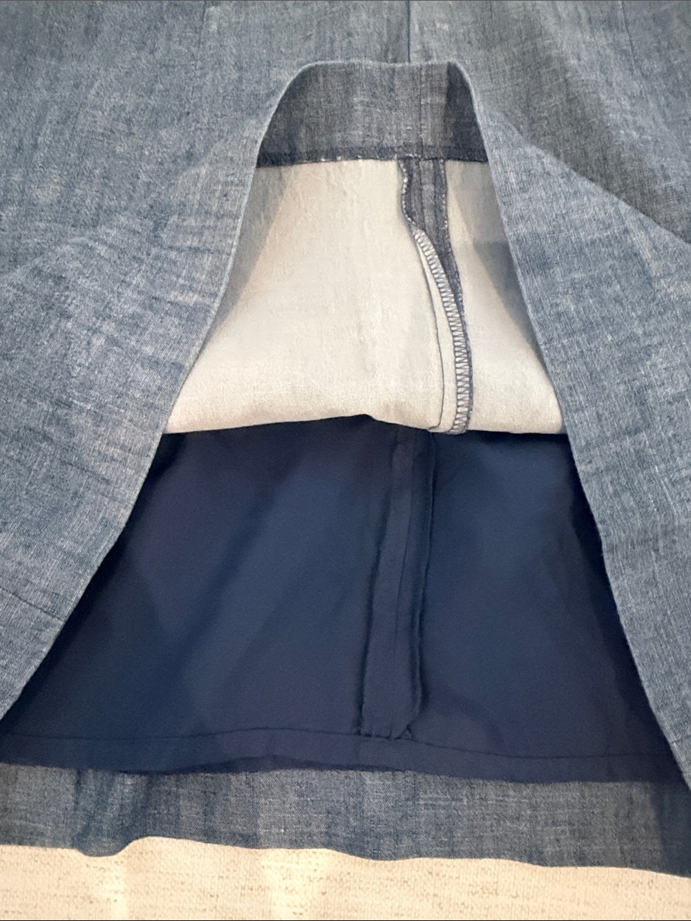 J. Crew Blue Denim Mini Skirt with Scallop Trim - Picture 4 of 5